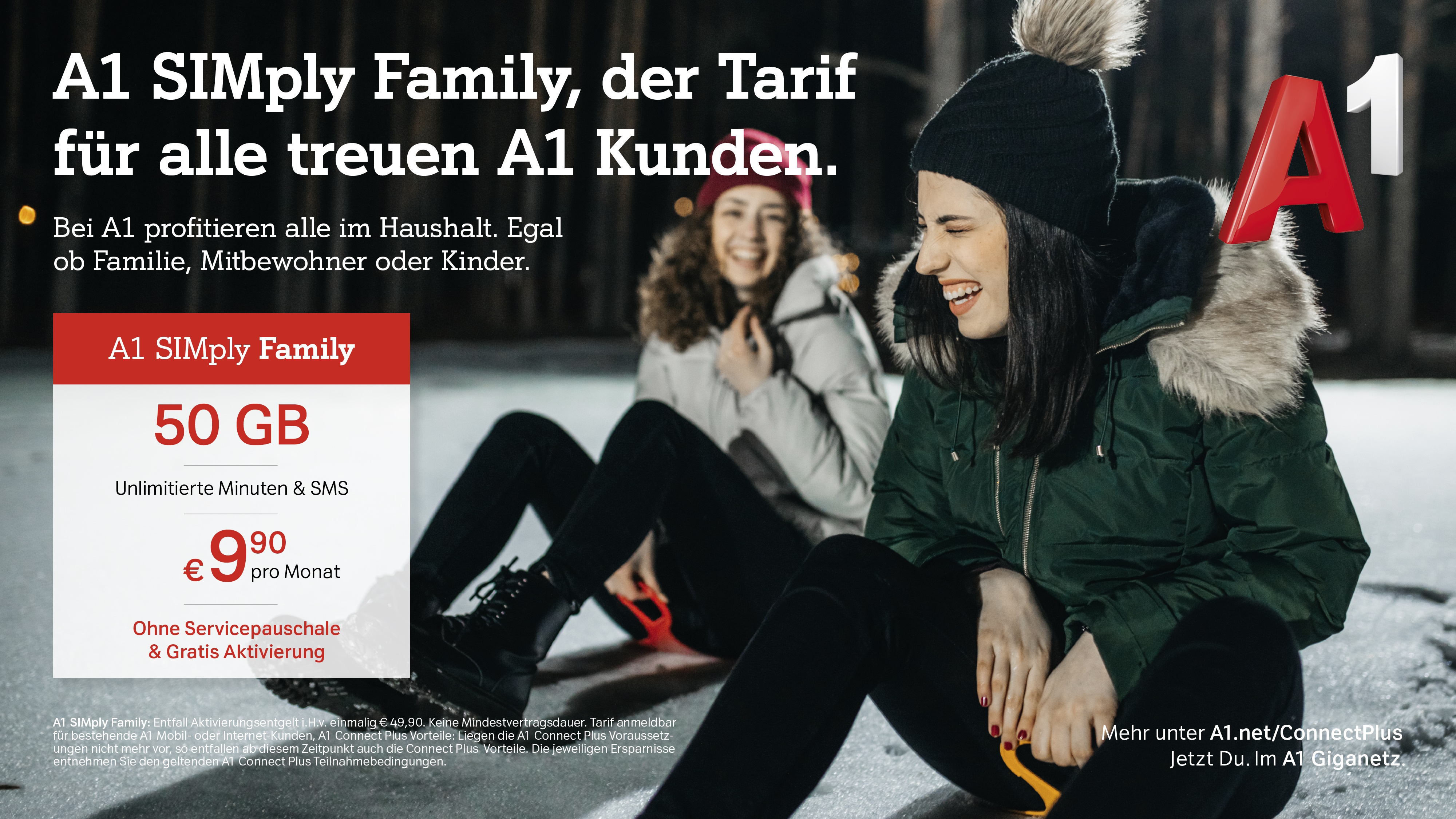 A1 SIMply Family, der Tarif für alle treuen A1 Kunden. Bei A1 profitieren alle im Haushalt. Egal ob Familie, Mitbewohner oder Kinder.